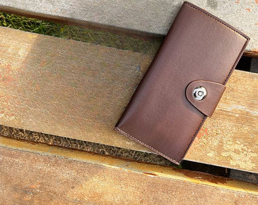 Tri-Fold Pure Leather Long Wallet
