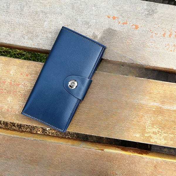 Tri-Fold Pure Leather Long Wallet