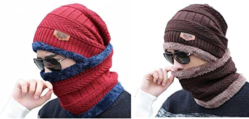 Winter Cap and neck Elastic knitting Thick Woolen Had & Neck Warmer