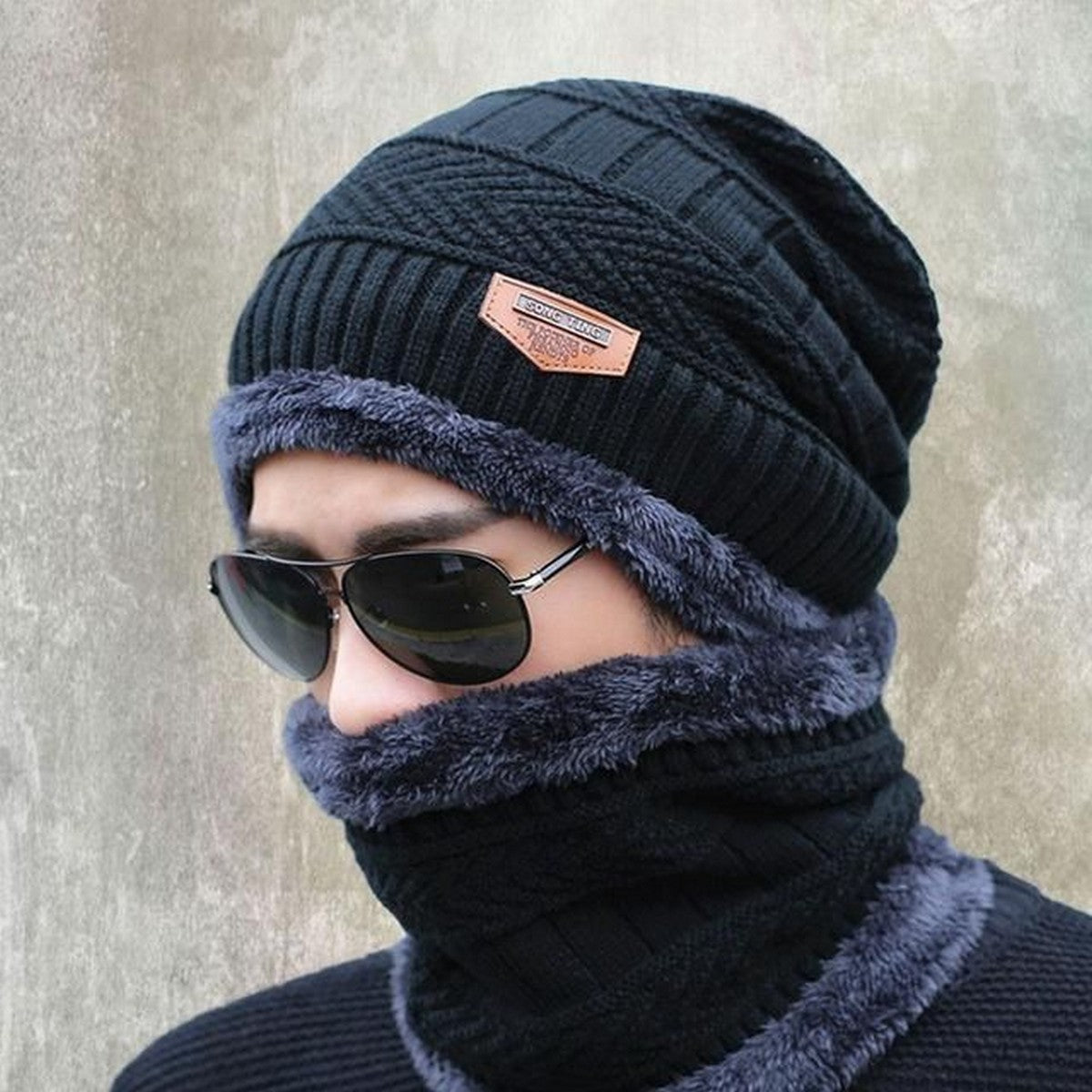 Winter Cap and neck Elastic knitting Thick Woolen Had & Neck Warmer